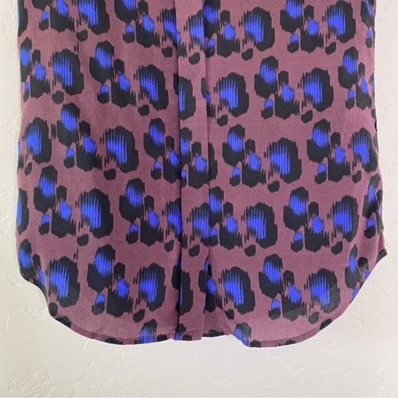 J Crew Brown 100% Silk Cheetah Print Hidden Buttons Blouse 0 - Picture 4 of 9